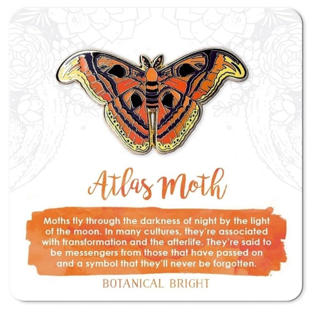 Atlas Moth Enamel Pin - Gold Plated Brooch - Garden, Insect, & Nature Jewelry‎